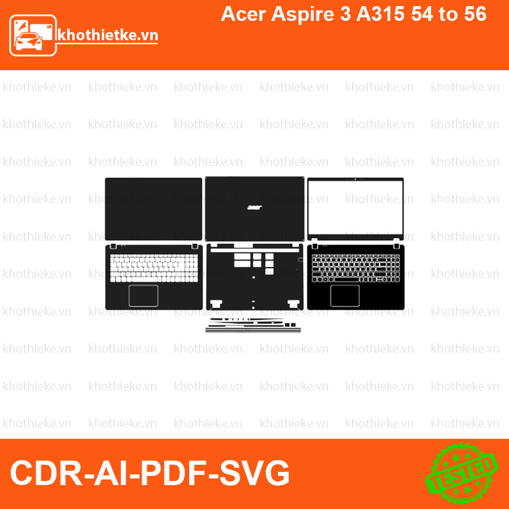 Acer Aspire 3 A315 54 to 56 File thiết kế Skin, Template Vector chuẩn cắt decal | KhoThiếtKế.vn