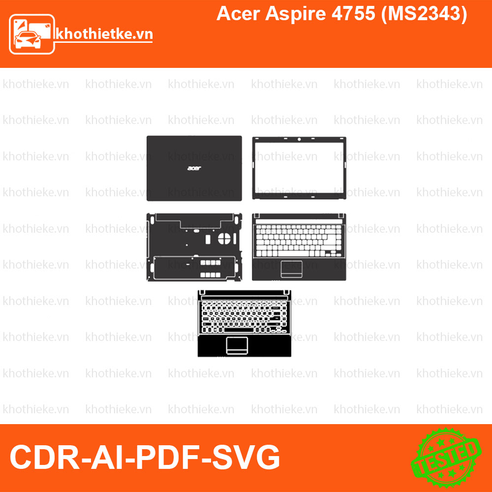 Acer Aspire 4755 (MS2343) File thiết kế Skin, Template Vector chuẩn cắt decal | KhoThiếtKế.vn