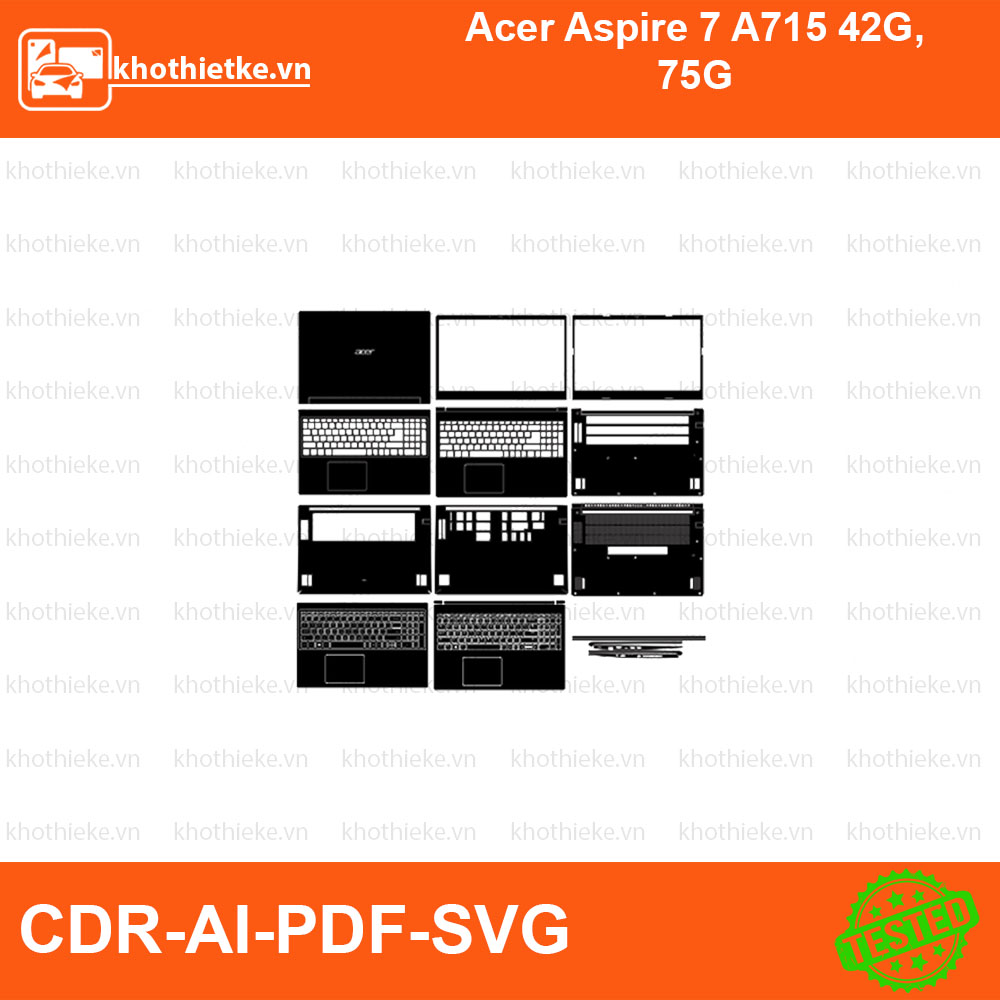 Acer Aspire 7 A715 42G, 75G File thiết kế Skin, Template Vector chuẩn cắt decal | KhoThiếtKế.vn