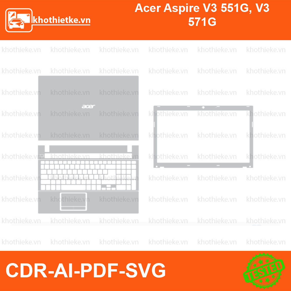 Acer Aspire V3 551G, V3 571G File thiết kế Skin, Template Vector chuẩn cắt decal | KhoThiếtKế.vn