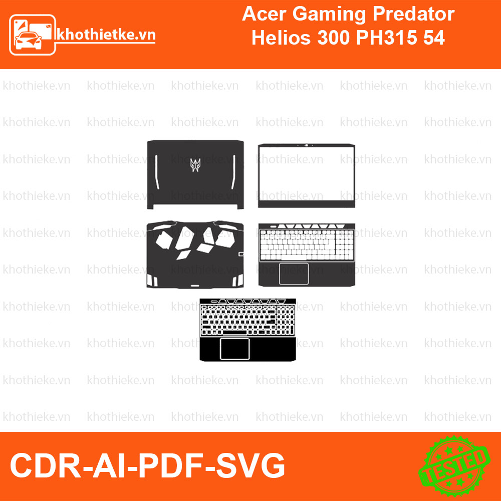 Acer Gaming Predator Helios 300 PH315 54 File thiết kế Skin, Template Vector chuẩn cắt decal | KhoThiếtKế.vn