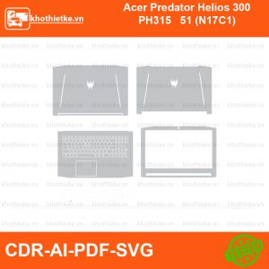 Acer Predator Helios 300 PH315 51 (N17C1) File thiết kế Skin, Template Vector chuẩn cắt decal | KhoThiếtKế.vn