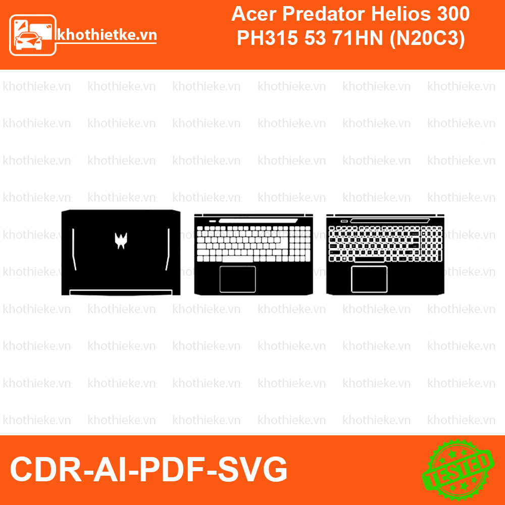 Acer Predator Helios 300 PH315 53 71HN (N20C3) File thiết kế Skin, Template Vector chuẩn cắt decal | KhoThiếtKế.vn