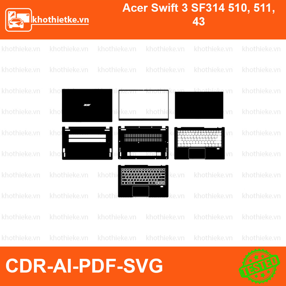 Acer Swift 3 SF314 510, 511, 43 File thiết kế Skin, Template Vector chuẩn cắt decal | KhoThiếtKế.vn