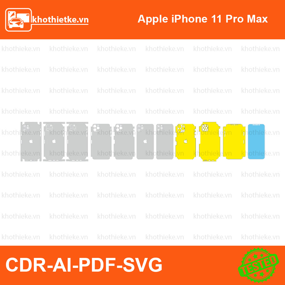 Apple iPhone 11 Pro Max File thiết kế Skin, Template Vector chuẩn cắt decal | KhoThiếtKế.vn