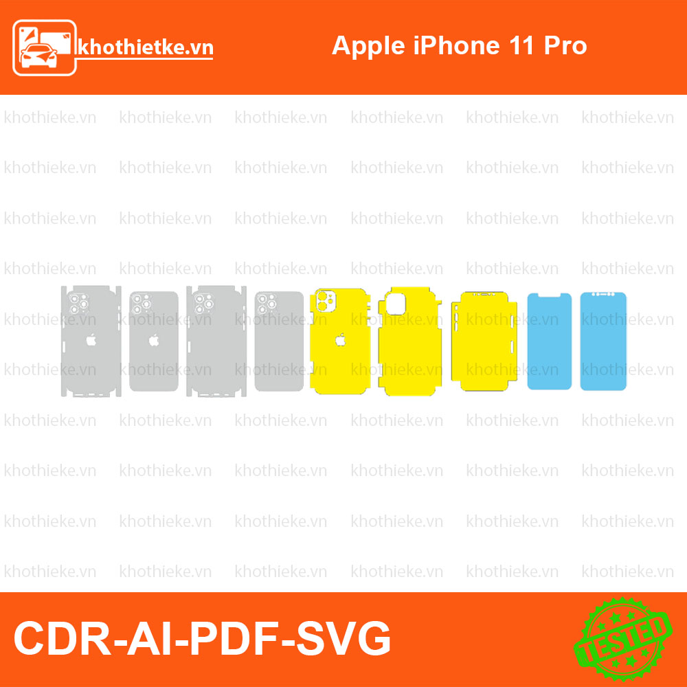 Apple iPhone 11 Pro File thiết kế Skin, Template Vector chuẩn cắt decal | KhoThiếtKế.vn