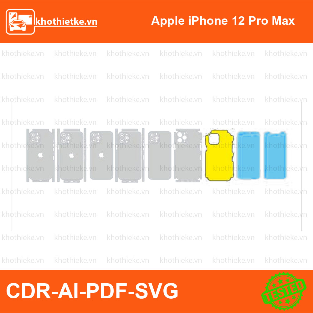 Apple iPhone 12 Pro Max File thiết kế Skin, Template Vector chuẩn cắt decal | KhoThiếtKế.vn
