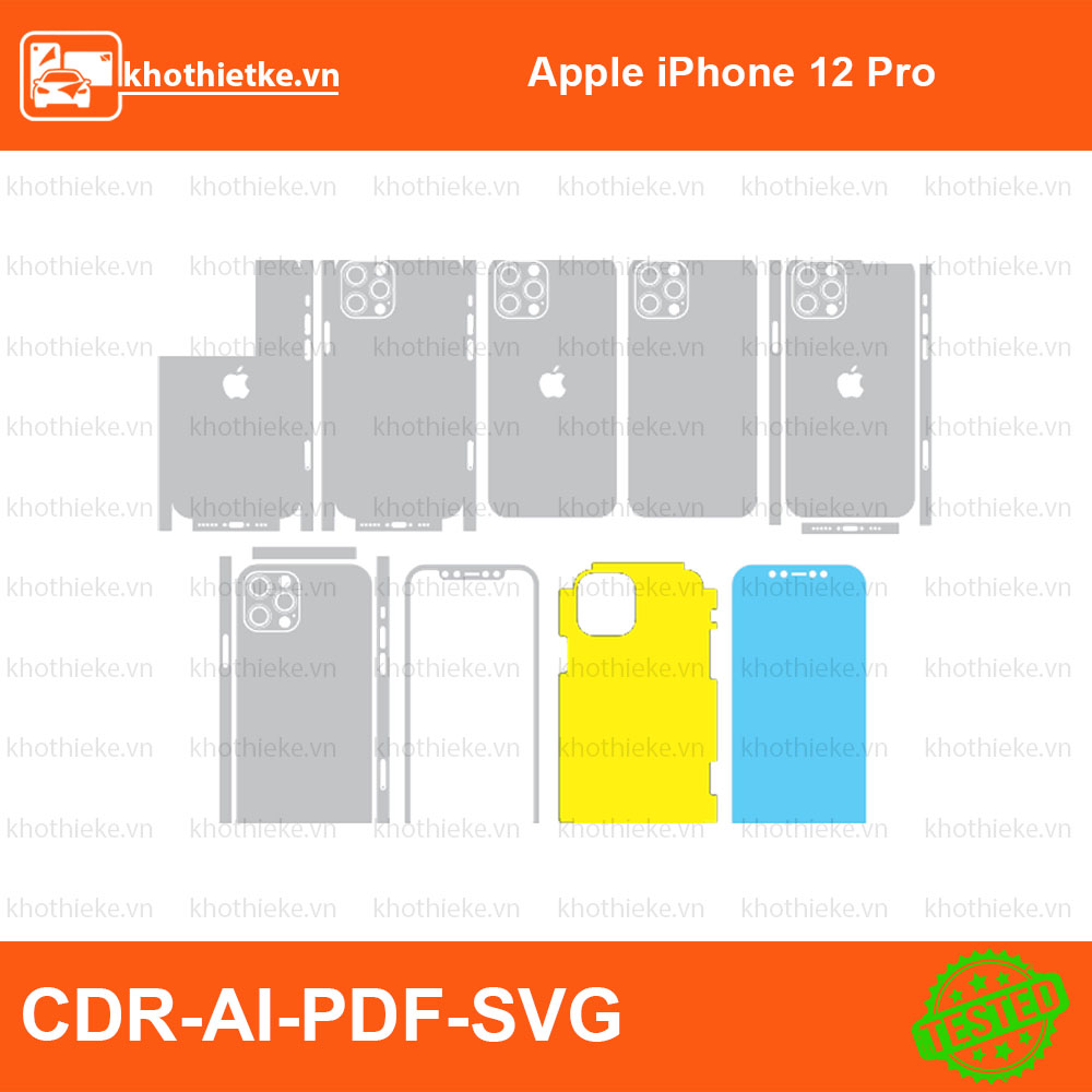 Apple iPhone 12 Pro File thiết kế Skin, Template Vector chuẩn cắt decal | KhoThiếtKế.vn