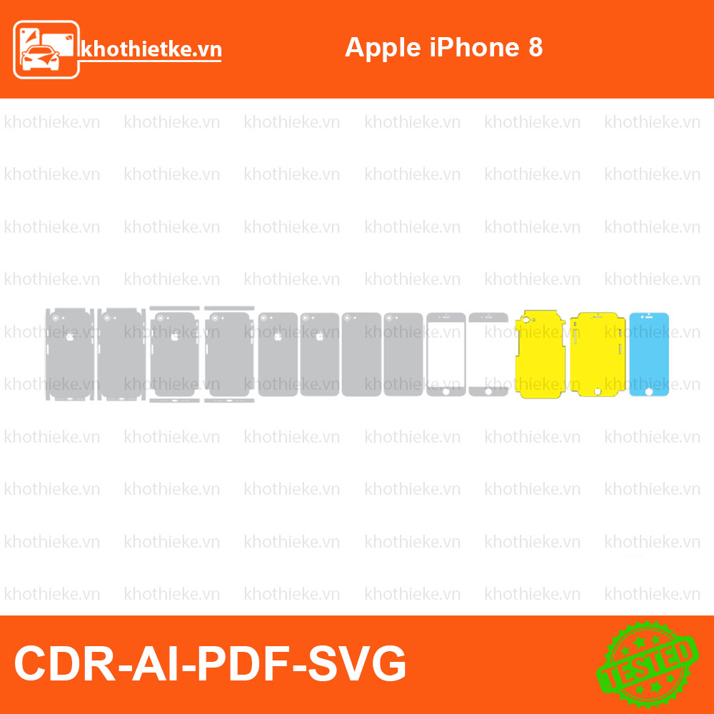 Apple iPhone 8 File thiết kế Skin, Template Vector chuẩn cắt decal | KhoThiếtKế.vn
