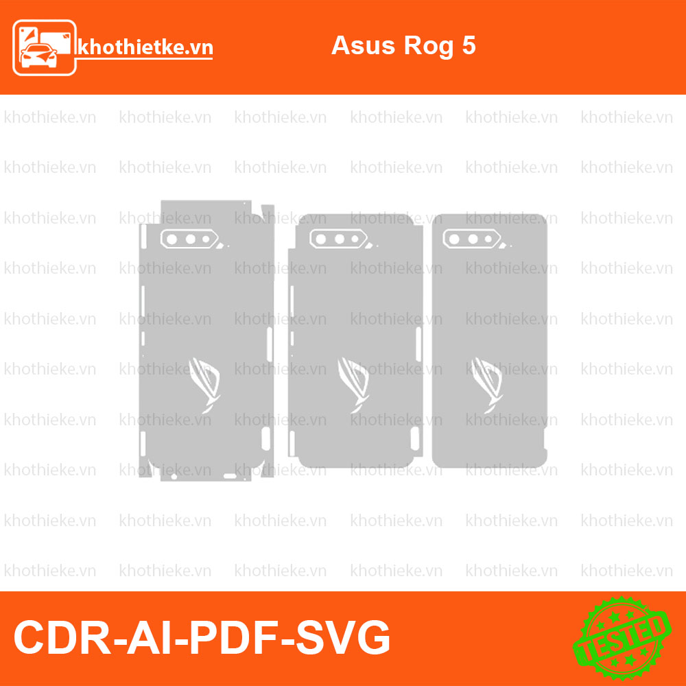 Asus Rog 5 File thiết kế Skin, Template Vector chuẩn cắt decal | KhoThiếtKế.vn