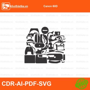 Canon 60D File thiết kế Skin máy ảnh & Lens, Template Vector chuẩn cắt decal | KhoThiếtKế.vn