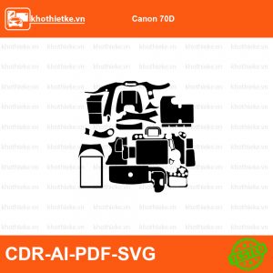 Canon 70D File thiết kế Skin máy ảnh & Lens, Template Vector chuẩn cắt decal | KhoThiếtKế.vn
