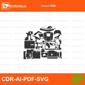 Canon 750D File thiết kế Skin máy ảnh & Lens, Template Vector chuẩn cắt decal | KhoThiếtKế.vn