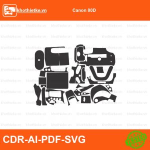 Canon 80D File thiết kế Skin máy ảnh & Lens, Template Vector chuẩn cắt decal | KhoThiếtKế.vn