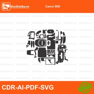 Canon 90D File thiết kế Skin máy ảnh & Lens, Template Vector chuẩn cắt decal | KhoThiếtKế.vn