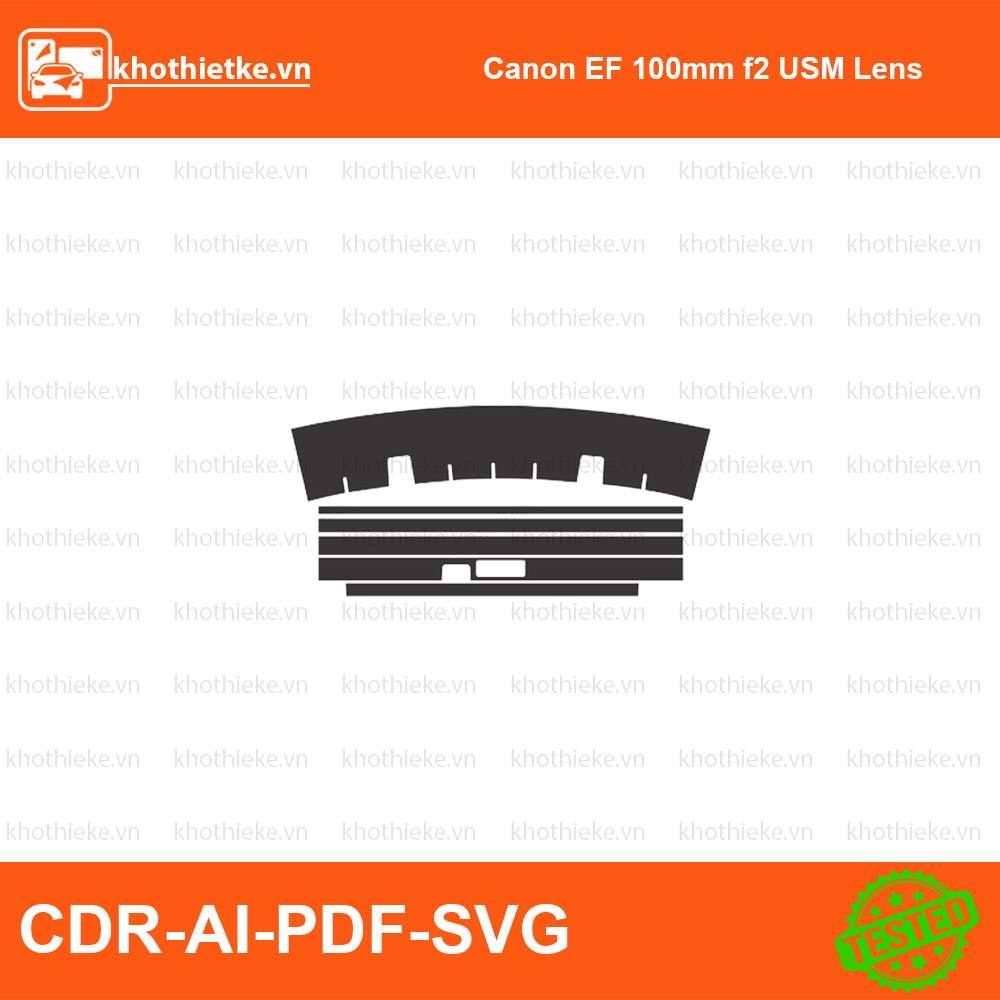Canon EF 100mm f2 USM Lens File thiết kế Skin máy ảnh & Lens, Template Vector chuẩn cắt decal | KhoThiếtKế.vn