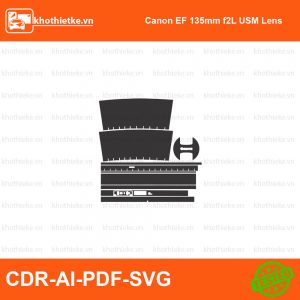Canon EF 135mm f2L USM Lens File thiết kế Skin máy ảnh & Lens, Template Vector chuẩn cắt decal | KhoThiếtKế.vn
