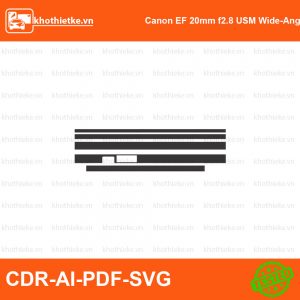 Canon EF 20mm f2.8 USM Wide-Angle Fixed Lens File thiết kế Skin máy ảnh & Lens, Template Vector chuẩn cắt decal | KhoThiếtKế.vn