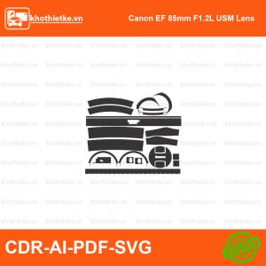 Canon EF 85mm F1.2L USM Lens File thiết kế Skin máy ảnh & Lens, Template Vector chuẩn cắt decal | KhoThiếtKế.vn