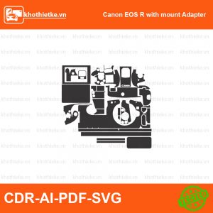 Canon EOS R with mount Adapter File thiết kế Skin máy ảnh & Lens, Template Vector chuẩn cắt decal | KhoThiếtKế.vn