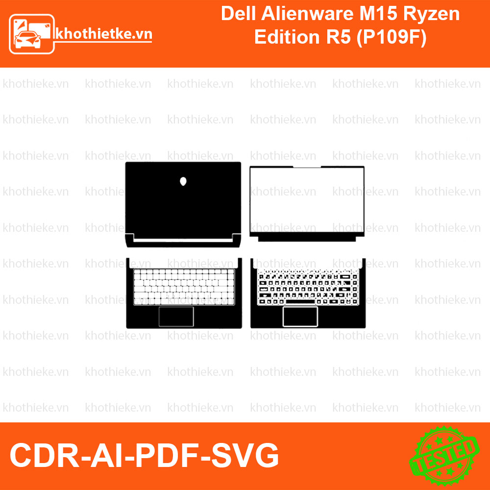 Dell Alienware M15 Ryzen Edition R5 (P109F) File thiết kế Skin, Template Vector chuẩn cắt decal | KhoThiếtKế.vn