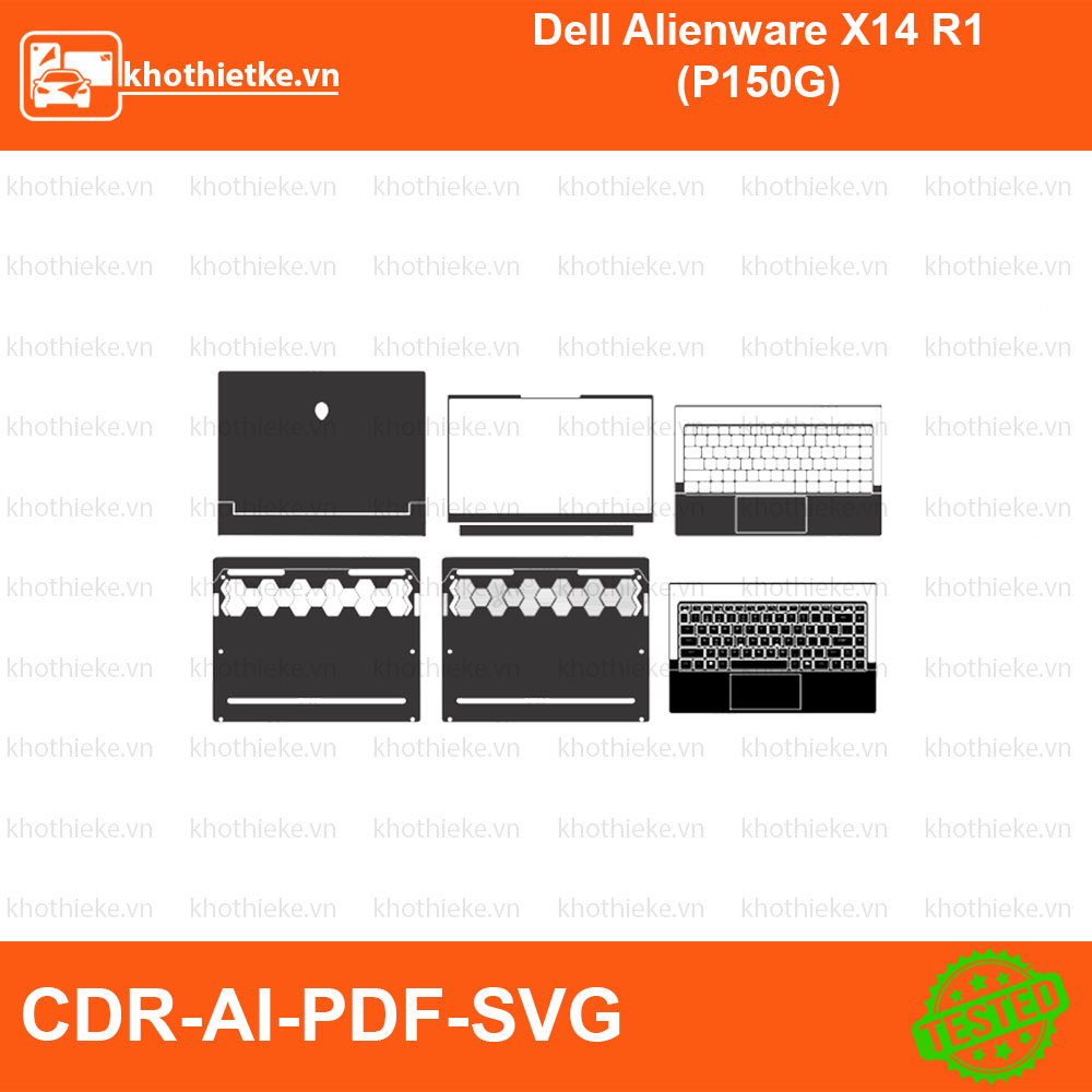 Dell Alienware X14 R1 (P150G) File thiết kế Skin, Template Vector chuẩn cắt decal | KhoThiếtKế.vn