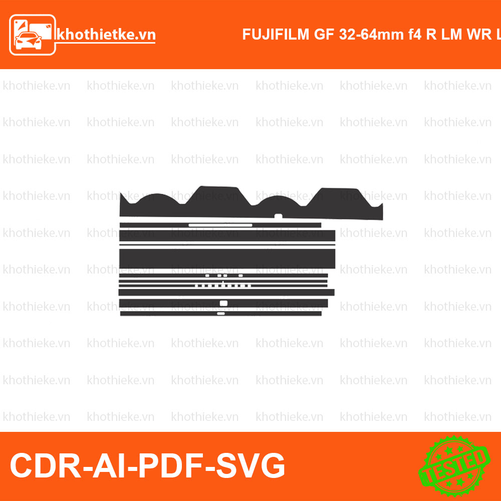 FUJIFILM GF 32-64mm f4 R LM WR Lens File thiết kế Skin máy ảnh & Lens, Template Vector chuẩn cắt decal | KhoThiếtKế.vn