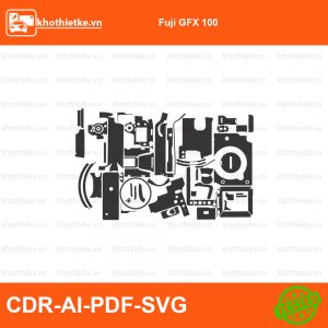 Fuji GFX 100 File thiết kế Skin máy ảnh & Lens, Template Vector chuẩn cắt decal | KhoThiếtKế.vn