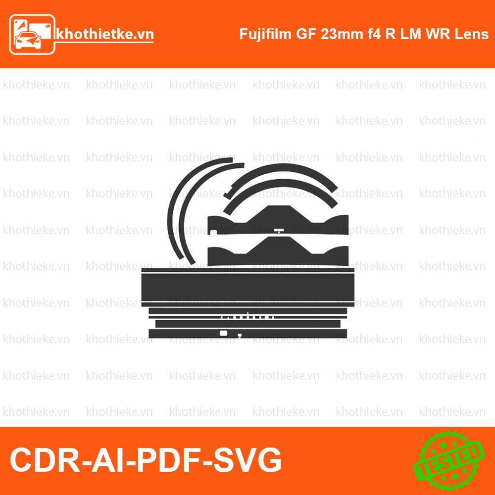 Fujifilm GF 23mm f4 R LM WR Lens File thiết kế Skin máy ảnh & Lens, Template Vector chuẩn cắt decal | KhoThiếtKế.vn