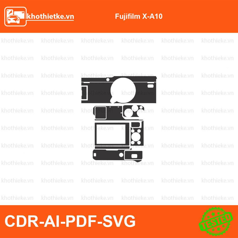 Fujifilm X-A10 File thiết kế Skin máy ảnh & Lens, Template Vector chuẩn cắt decal | KhoThiếtKế.vn