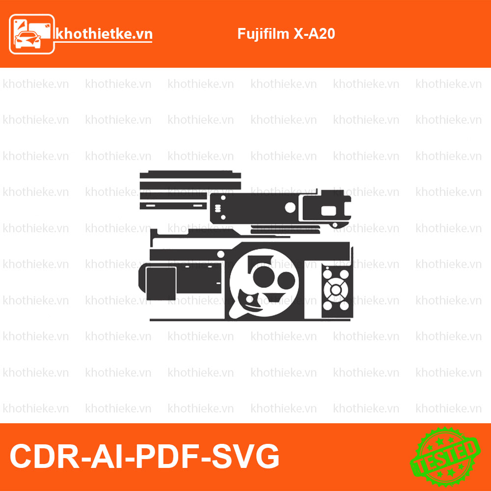 Fujifilm X-A20 File thiết kế Skin máy ảnh & Lens, Template Vector chuẩn cắt decal | KhoThiếtKế.vn