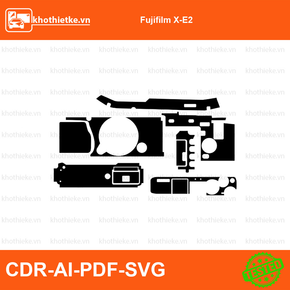 Fujifilm X-E2 File thiết kế Skin máy ảnh & Lens, Template Vector chuẩn cắt decal | KhoThiếtKế.vn