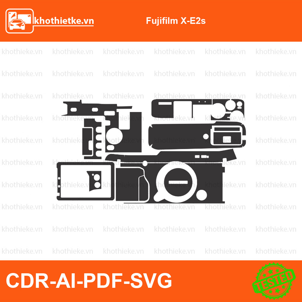 Fujifilm X-E2s File thiết kế Skin máy ảnh & Lens, Template Vector chuẩn cắt decal | KhoThiếtKế.vn