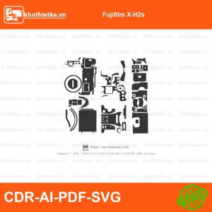 Fujifilm X-H2s File thiết kế Skin máy ảnh & Lens, Template Vector chuẩn cắt decal | KhoThiếtKế.vn