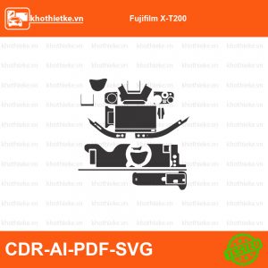 Fujifilm X-T200 File thiết kế Skin máy ảnh & Lens, Template Vector chuẩn cắt decal | KhoThiếtKế.vn