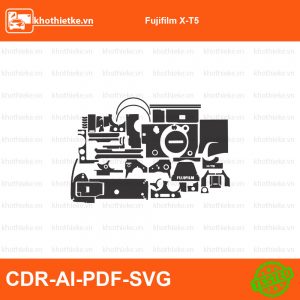 Fujifilm X-T5 File thiết kế Skin máy ảnh & Lens, Template Vector chuẩn cắt decal | KhoThiếtKế.vn