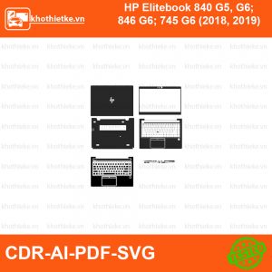 HP Elitebook 840 G5, G6; 846 G6; 745 G6 (2018, 2019) File thiết kế Skin, Template Vector chuẩn cắt decal | KhoThiếtKế.vn