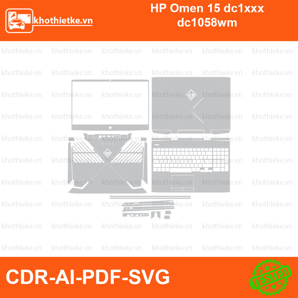HP Omen 15 dc1xxx dc1058wm File thiết kế Skin, Template Vector chuẩn cắt decal | KhoThiếtKế.vn