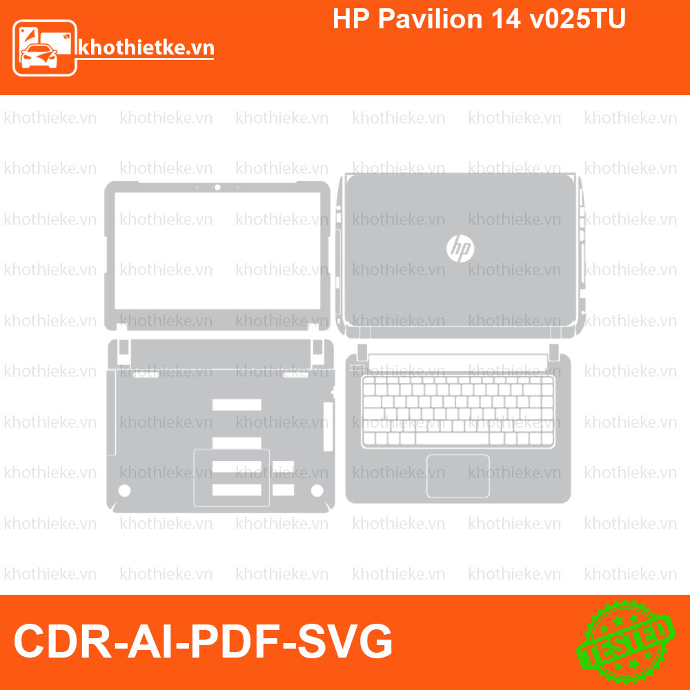 HP Pavilion 14 v025TU File thiết kế Skin, Template Vector chuẩn cắt decal | KhoThiếtKế.vn