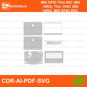 MSI GF63 Thin 9SC (MS 16R3), Thin 10SC (MS 16R4), MSI GF63 8RD, Bravo 15 File thiết kế Skin, Template Vector chuẩn cắt decal | KhoThiếtKế.vn