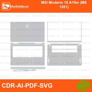 MSI Moderm 15 A10m (MS 1551) File thiết kế Skin, Template Vector chuẩn cắt decal | KhoThiếtKế.vn