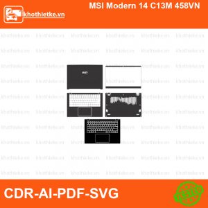 MSI Modern 14 C13M 458VN File thiết kế Skin, Template Vector chuẩn cắt decal | KhoThiếtKế.vn