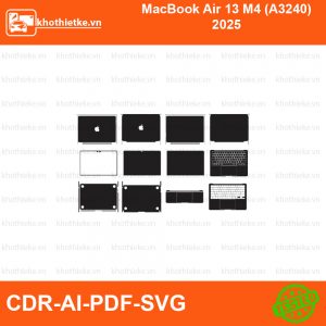 MacBook Air 13 M4 (A3240) 2025 File thiết kế Skin, Template Vector chuẩn cắt decal | KhoThiếtKế.vn