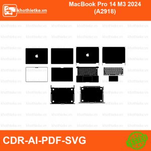 MacBook Pro 14 M3 2024 (A2918) File thiết kế Skin, Template Vector chuẩn cắt decal | KhoThiếtKế.vn