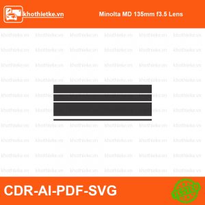 Minolta MD 135mm f3.5 Lens File thiết kế Skin máy ảnh & Lens, Template Vector chuẩn cắt decal | KhoThiếtKế.vn