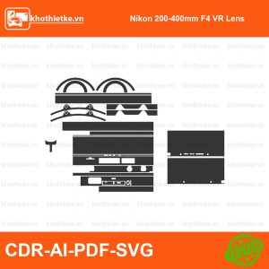 Nikon 200-400mm F4 VR Lens File thiết kế Skin máy ảnh & Lens, Template Vector chuẩn cắt decal | KhoThiếtKế.vn