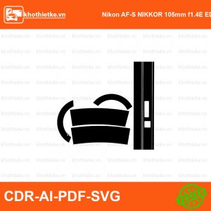 Nikon AF-S NIKKOR 105mm f1.4E ED Lens File thiết kế Skin máy ảnh & Lens, Template Vector chuẩn cắt decal | KhoThiếtKế.vn