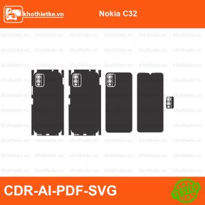 Nokia C32 File thiết kế Skin, Template Vector chuẩn cắt decal | KhoThiếtKế.vn