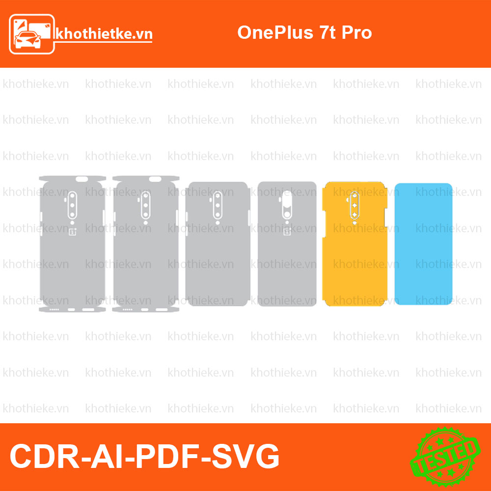 OnePlus 7t Pro File thiết kế Skin, Template Vector chuẩn cắt decal | KhoThiếtKế.vn