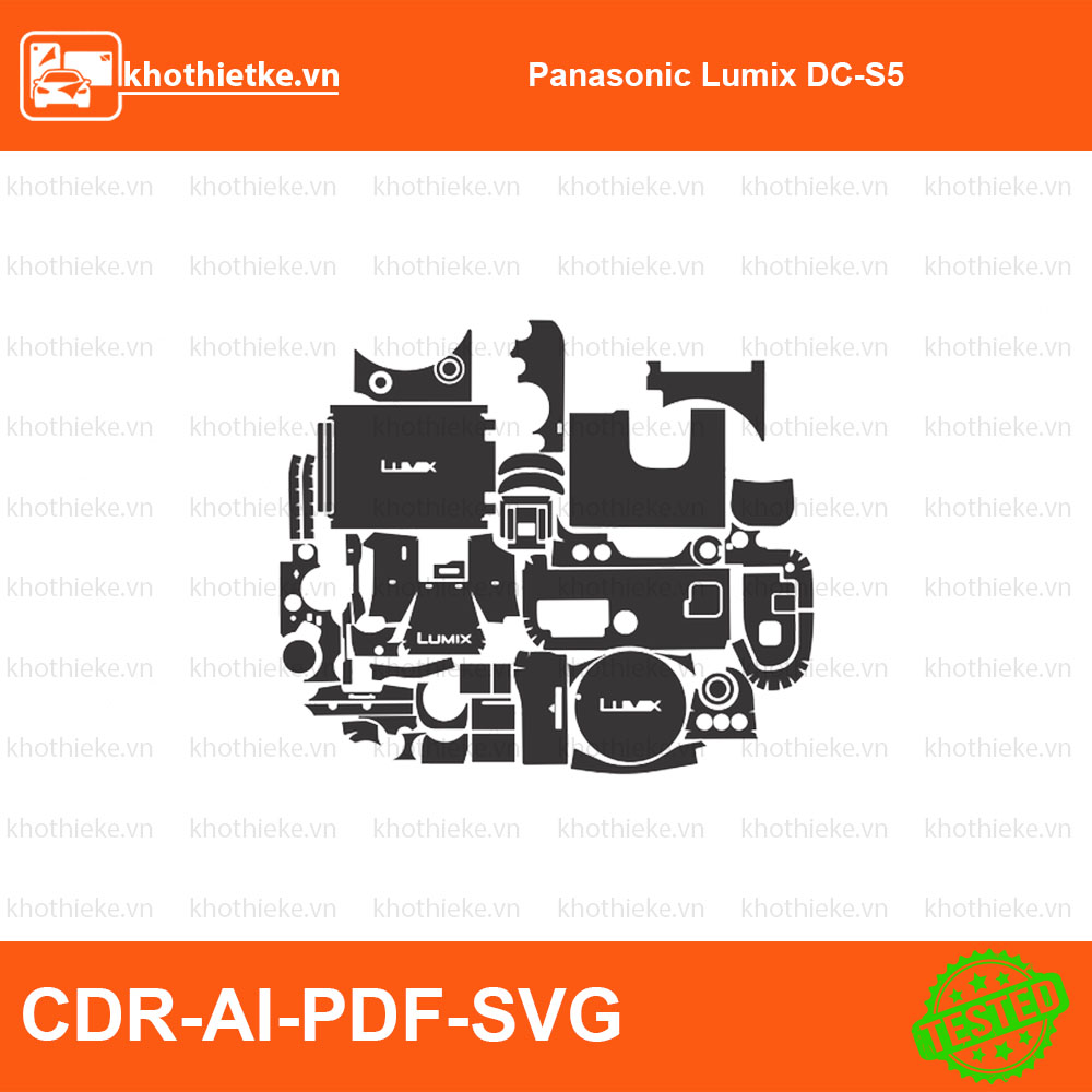 Panasonic Lumix GH5 File thiết kế Skin máy ảnh & Lens, Template Vector chuẩn cắt decal | KhoThiếtKế.vn